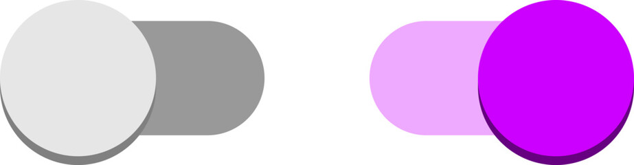 Poster - On Off Purple Switch Button Toggle Slider Icon Set. Vector Image.