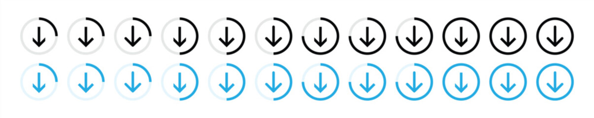 Poster - download icon set. circle arrow icon. download button icon sign symbol collections, vector illustrat