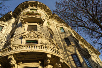 Fototapete - Residential building along via Alberto da Giussano in Milan