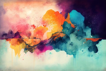 Wall Mural - Watercolor Illustration of a Abstract Painting Background With Grunge Texture. Generative AI