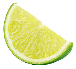 Wall Mural - Ripe slice of lime citrus fruit isolated on transparent background.