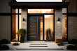 Modern House Fiberglass Front Entry Door, Single Door With One Sidelite
