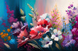 © MxCaptures - A Garden Symphony with the stunning colorful flowers in oil painting - Generative Ai