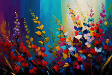 A Garden Symphony With The Stunning Colorful Flowers In Oil Painting - Generative Ai