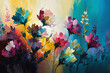© MxCaptures - Vivid Flowers Fields, beautiful pattern in oil painting - Generative Ai