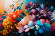 © MxCaptures - Vivid Flowers Fields, beautiful pattern in oil painting - Generative Ai