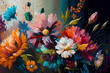 © MxCaptures - Vivid Flowers Fields, beautiful pattern in oil painting - Generative Ai