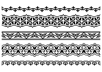 vector borders and frames. set of kazakh national ornaments. ornamental frames for your design.