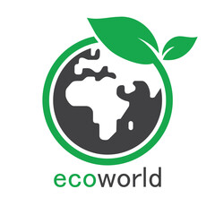 Vector of a earth and leaf logo combination. Planet and eco symbol or icon. Unique global and natural, organic logotype design template.