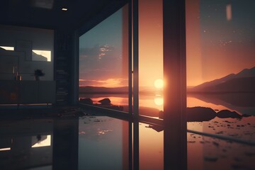 Wall Mural - sunset created using ai generative technology