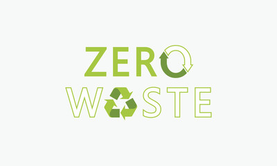 Zero waste concept logo text with recycle icon. Illustration vector with environment words zero waste.