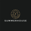 summer house minimalist with circle logo design template