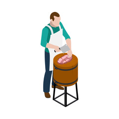 Sticker - Butcher Isometric Illustration