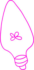 Sticker - pink doodle lamp with flowers