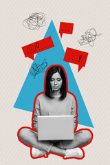 Poster - Young female reading laptop online comments society harassment cry hate bully trolling blogger vlogger influencer