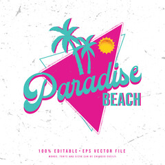 Wall Mural - Paradise beach editable text effect design vector