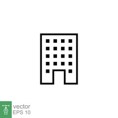 Poster - Building icon. Simple outline style. Office, modern urban skyscraper, apartment, business, green home, house concept. Thin line symbol. Vector illustration isolated on white background. EPS 10.