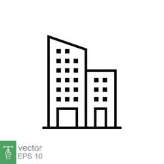 Poster - Building icon. Simple outline style. Office, modern urban skyscraper, apartment, business, green home, house concept. Thin line symbol. Vector illustration isolated on white background. EPS 10.
