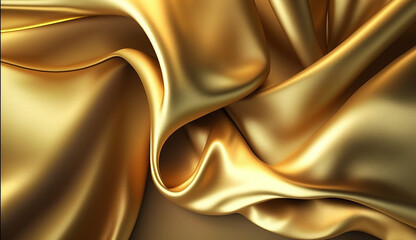 Smooth elegant golden silk with pleats. Beautiful background.