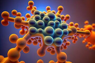 Canvas Print - microscopic image of large molecule created with nanotechnologies, created with generative ai