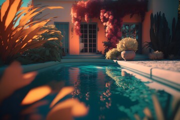 Wall Mural - summer landscape created using ai generative technology