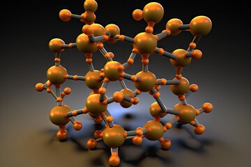 Poster - 3d model of molecule structure based on nanotechnologies, created with generative ai