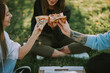 © qunica.com - Close up of friends holding pizza