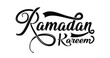 © Rif Creative - Ramadan Kareem. Handwritten text typography. The greeting logo is isolated on a white background with hand-drawn calligraphy lettering with a vintage pattern. Vector illustration eps 10