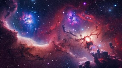 Wall Mural - Beautiful pink nebula animation from outer space 4K