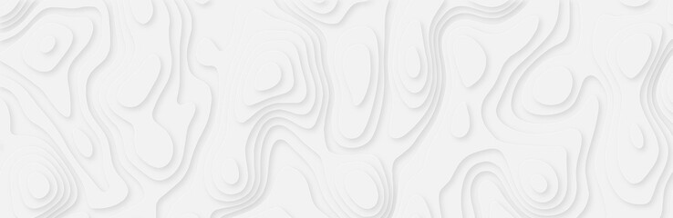 Poster - 3d white papercut topography relief. cover layout template. material design concept vector illustrat