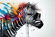 Zebra Color Splash Looking Stylish Generative AI