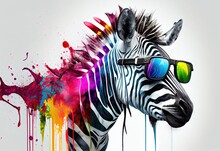 Zebra Multi Color Splash Looking Stylish Generative AI