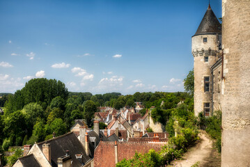 Canvas Print - Rooftops of the Beautiful Village of Montresor, Loire Valley, France, with Montresor Castle