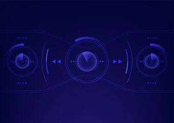 Poster - Blue background futuristic circle radar HUD, Radar scan. Search find technology. Augmented reality. Artificial intelligence