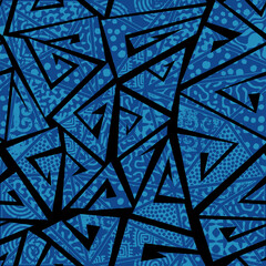 Aufkleber - Vector grunge ethnic tribal pattern. Seamless image.