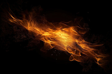 Wall Mural - fire flames isolated on black background, generative ai