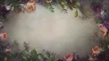 Wall Mural - background with spring flowers and leaves, blossoming sakura petals, generative ai