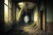 Abandoned, Overgrown, and Broken: A Derelict Hallway of Apocalyptic Destruction: Generative AI