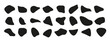 Abstract organic shapes. Organic black random shaped blobs. Simple liquid amorphous splodge vector collection.