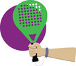 padel grip :vector illustration hand holding a paddle tennis racket