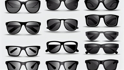 Wall Mural - Sunglasses icons. Black sunglass collection for men  women Ai generated image