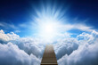 Stairway to heaven. generative ai. Stairway through the clouds to the heavenly light
