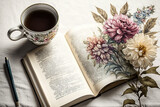 Fototapeta  - café da manha encima da mesa com biblia sagrada 