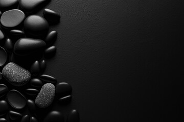 Aufkleber - Black small pebble stones with empty space for background.