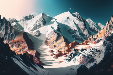 Canvas Print - Sunset in the mountains Generative AI