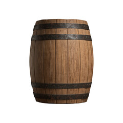 wooden grunge old oak barrel isolated on white background