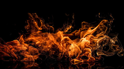 Wall Mural - fire flames on black background,