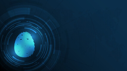 Wall Mural - security cyber digital concept fingerprint scan abstract technology background protect system innova