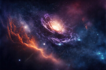 Wall Mural - Spiral Galaxy. Space with stars generative AI background