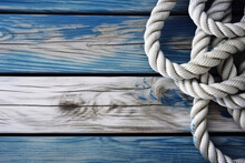 Nautical Background With Ropes On A Weathered Deck. Travel And Adventure Concept. Created With Generative AI Technology.